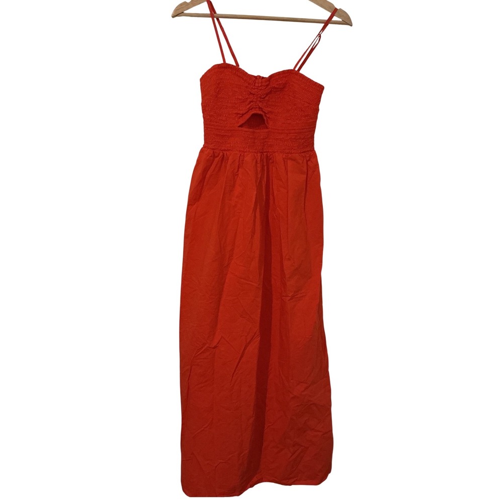 Universal Thread Orange/Red Maxi Dress with Smocked Bodice